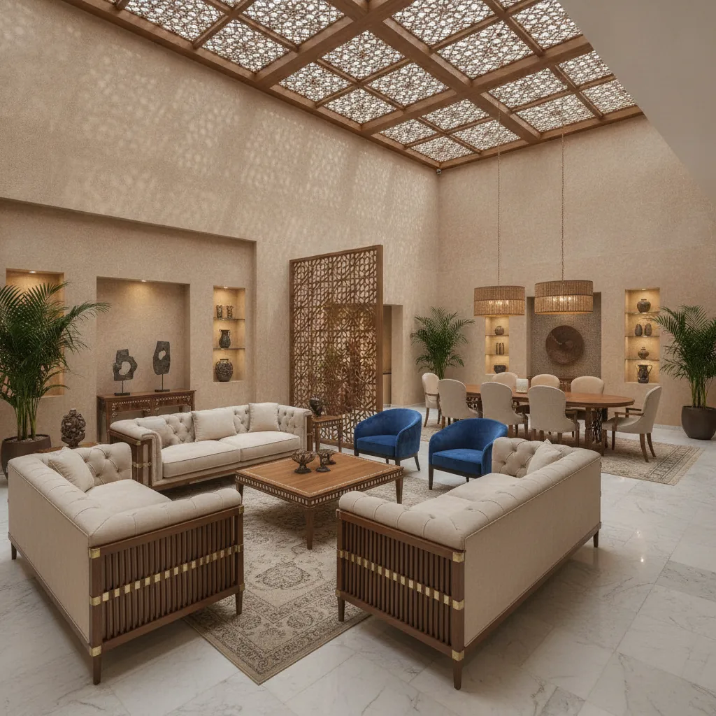 Real photo of elegant home furniture arranged in